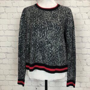 Autumn Cashmere Gray Leopard Print Sweater Size S